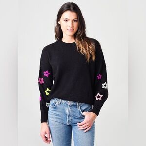 27 Miles Malibu Cashmere Drop-Shoulder Sweater with Appliqué Stars - Size M
